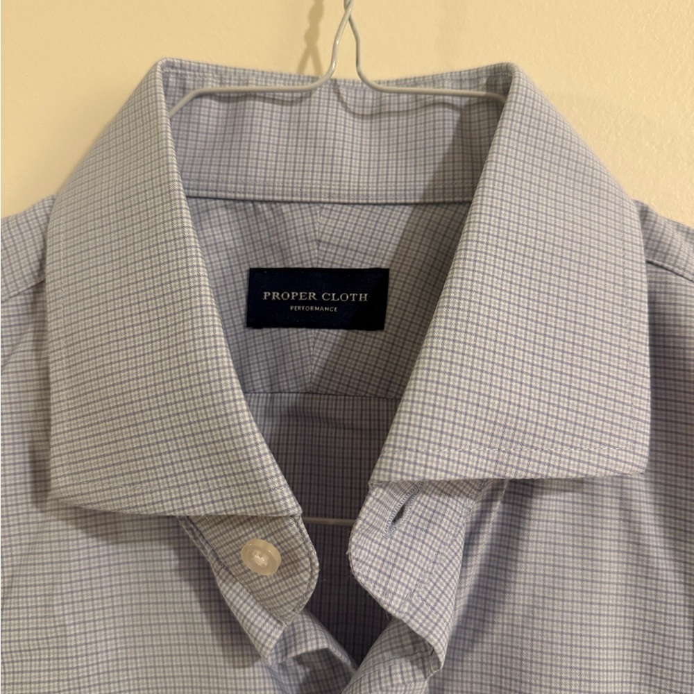 Light Blue Micro-Check Performance Stretch Dress Shirt Proper Cloth